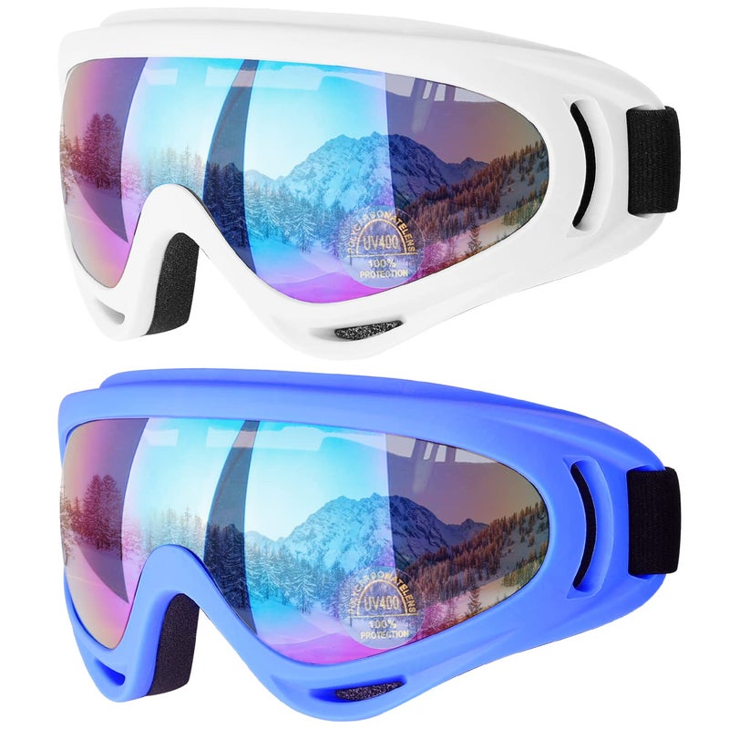 COOLOO Ski Goggles, 2 Pack Snow Goggles Snowboard Goggles for Men Women Kids - UV Protection Foam Anti-Scratch Dustproof - Image 1